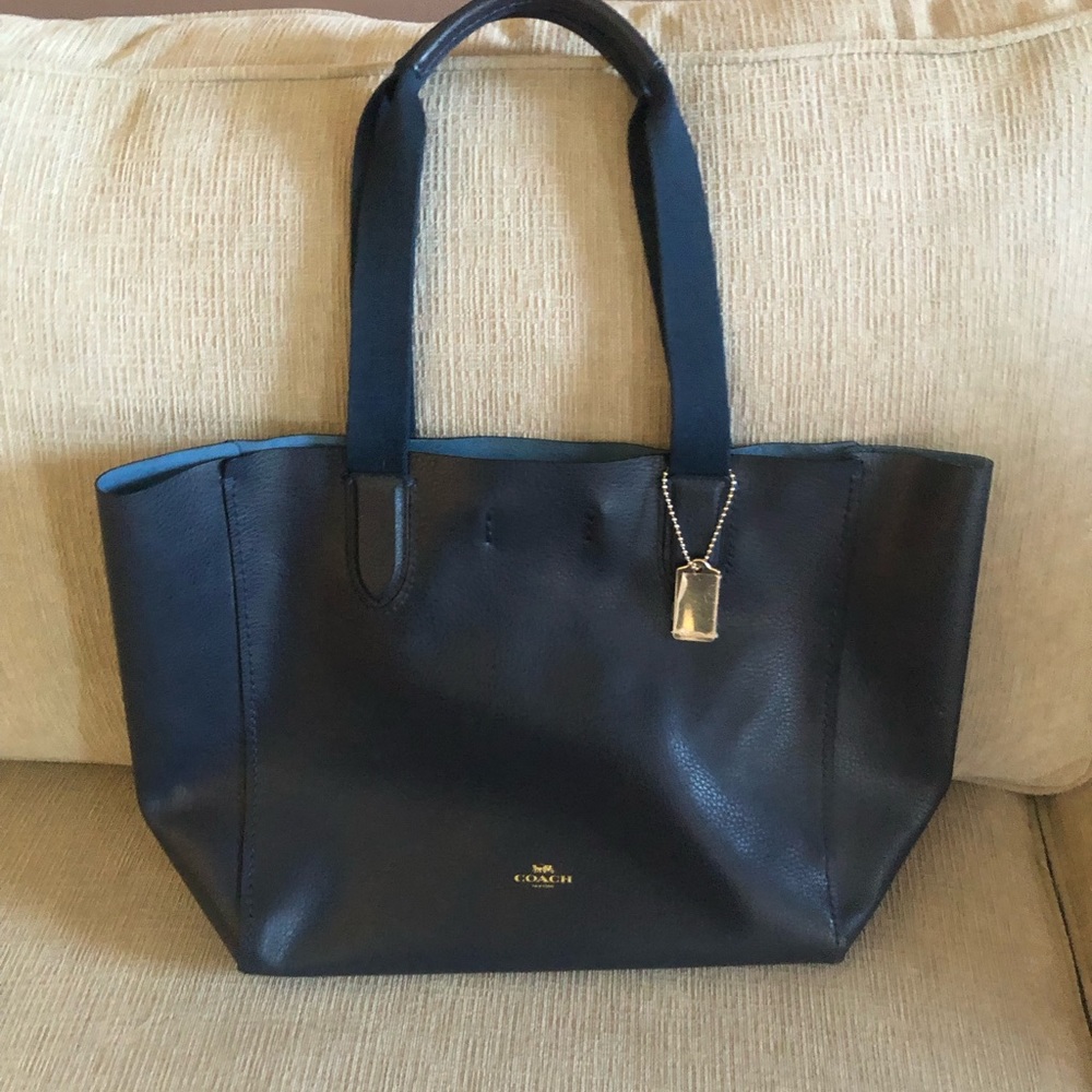 Coach Leather Derby Tote in Midnight Lapis